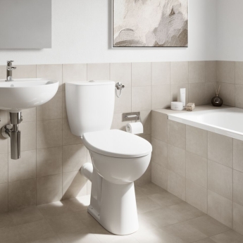 Twyford Alcona Rimless Close Coupled Raised Height Toilet Push Button Cistern - Soft Close Seat | Product Image