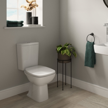 Twyford Alcona Rimless Close Coupled Square Toilet Push Button Cistern - Soft Close Seat | Product Image