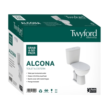 Twyford Alcona Close Coupled Toilet Push Button Cistern - Standard Seat | Product Image
