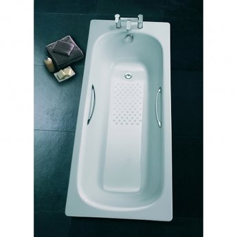 Twyford Celtic Single Ended Rectangular Bath with Twin Grips Anti Slip 1700mm x 700mm 2 Tap Hole