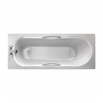 Twyford Celtic Single Ended Rectangular Antislip Bath with Grips and Legs 1700mm x 700mm 2 Tap Hole