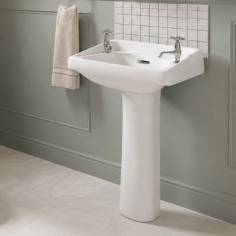 Twyford Classic Basin & Full Pedestal 560mm Wide 2 Tap Hole | Product Image