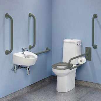 Twyford Doc M Value Pack with Rimless Disabled Toilet - Grey