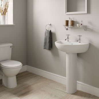 Twyford Option Boxed Basin & Pedestal Pack 550mm Wide - 2 Tap Hole | Product Image