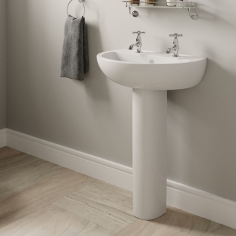 Twyford Option Boxed Basin & Pedestal Pack 550mm Wide - 2 Tap Hole | Product Image