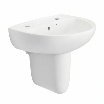 Twyford Option Basin & Semi Pedestal 550mm Wide 2 Tap Hole | Product Image