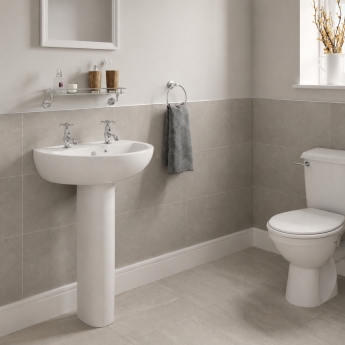 Twyford Option Basin & Full Pedestal 550mm Wide 2 Tap Hole | Product Image