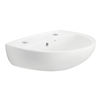 Twyford Option Round Wall Hung Basin 550mm Wide - 2 Tap Hole | Product Image