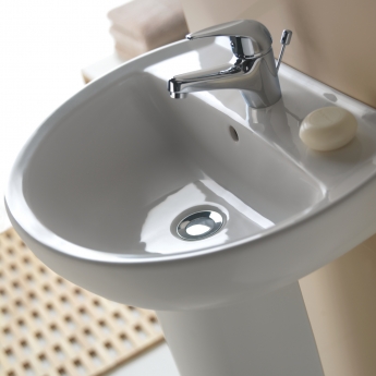Twyford Option Basin with Full Pedestal 550mm W - 1 Tap Hole