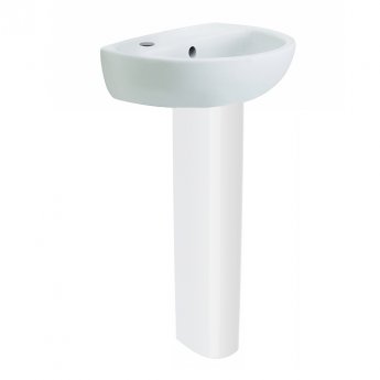 Twyford Option Basin with Full Pedestal 400mm W Left Handed - 1 Tap Hole