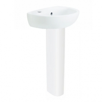 Twyford Option Basin with Full Pedestal 400mm W Left Handed - 1 Tap Hole