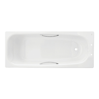 Twyford Shallow Single Ended Rectangular Antislip Bath with Grips 1500mm x 700mm 2 Tap Hole (inc Leg Set) | Product Image