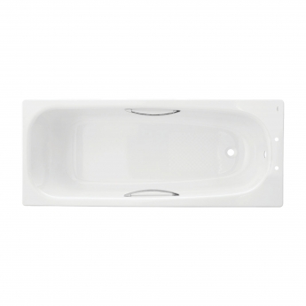 Twyford Shallow Single Ended Rectangular Antislip Bath with Grips 1700mm x 700mm 2 Tap Hole