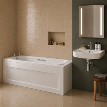 Twyford Signature Single Ended Rectangular Bath with Grips 1700mm x 700mm 2 Tap Hole (inc Leg Set) | Product Image
