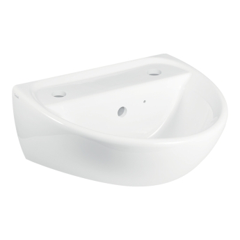 Twyford Sola Handrinse Wall Hung Basin 500mm Wide - 2 Tap Hole (With Chainstay) | Product Image