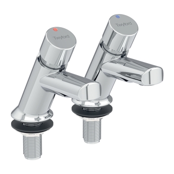 Twyford Sola Self Closing Non-Concussive Basin Taps Pair - Chrome | Product Image