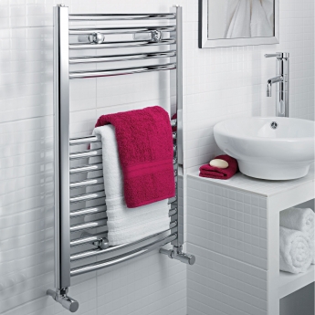 Ultraheat Chelmsford Curved Heated Towel Rail 1172mm H x 600mm W - Chrome