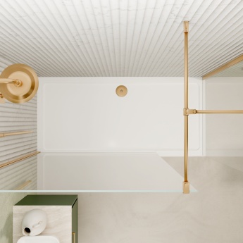 Valo Altitude Brushed Brass 2000mm Walk-In Shower Enclosure | Product Image
