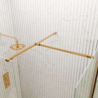 Valo Altitude Brushed Brass 2000mm Walk-In Shower Enclosure | Product Image