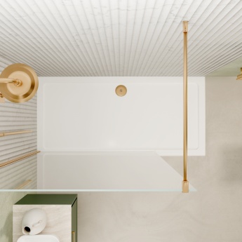 Valo Altitude Brushed Brass 2000mm Wet Room Shower Screen | Product Image