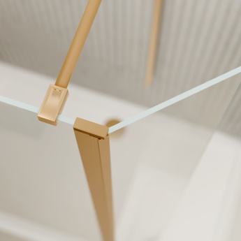 Valo Altitude Brushed Brass 2000mm Walk-In Shower Enclosure with Return Panel | Product Image