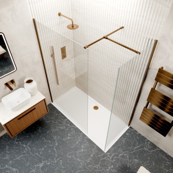 Valo Altitude Brushed Bronze 2000mm Walk-In Shower Enclosure | Product Image