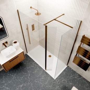 Valo Altitude Brushed Bronze 2000mm Walk-In Shower Enclosure with Return Panel | Product Image