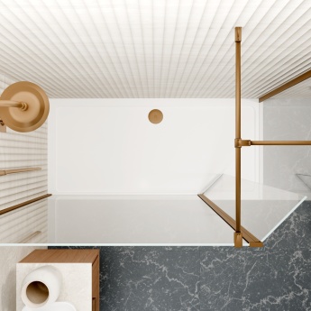 Valo Altitude Brushed Bronze 2000mm Walk-In Shower Enclosure with Return Panel | Product Image