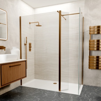 Valo Altitude Brushed Bronze 2000mm Walk-In Shower Enclosure with Return Panel | Product Image