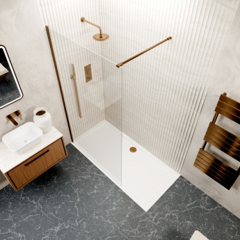 Valo Altitude Brushed Bronze 2000mm Wet Room Shower Screen | Product Image