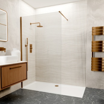 Valo Altitude Brushed Bronze 2000mm Wet Room Shower Screen | Product Image