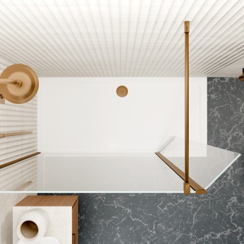 Valo Altitude Brushed Bronze 2000mm Wet Room Shower Screen with Return Panel | Product Image