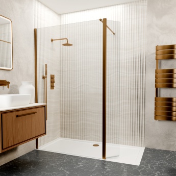 Valo Altitude Brushed Bronze 2000mm Wet Room Shower Screen with Return Panel | Product Image