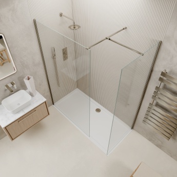 Valo Altitude Brushed Nickel 2000mm Walk-In Shower Enclosure | Product Image