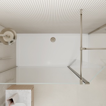 Valo Altitude Brushed Nickel 2000mm Walk-In Shower Enclosure with Return Panel | Product Image