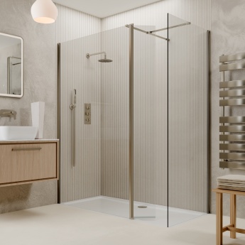 Valo Altitude Brushed Nickel 2000mm Walk-In Shower Enclosure with Return Panel | Product Image