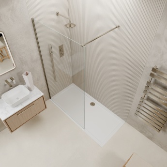 Valo Altitude Brushed Nickel 2000mm Wet Room Shower Screen | Product Image