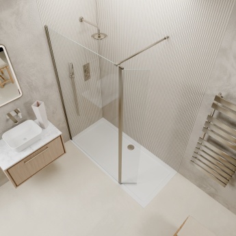 Valo Altitude Brushed Nickel 2000mm Wet Room Shower Screen with Return Panel | Product Image