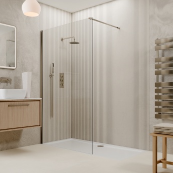 Valo Altitude Brushed Nickel 2000mm Wet Room Shower Screen | Product Image