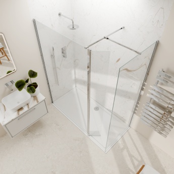 Valo Altitude Chrome 2000mm Walk-In Shower Enclosure with Return Panel | Product Image