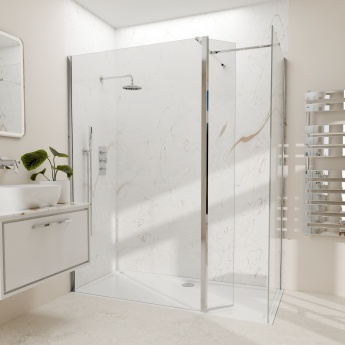 Valo Altitude Chrome 2000mm Walk-In Shower Enclosure with Return Panel | Product Image