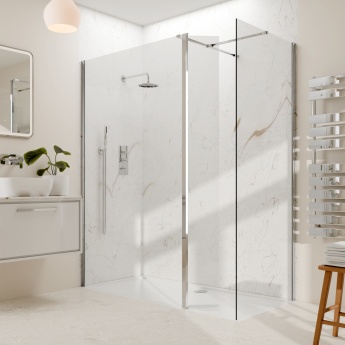Valo Altitude Chrome 2000mm Walk-In Shower Enclosure with Return Panel | Product Image