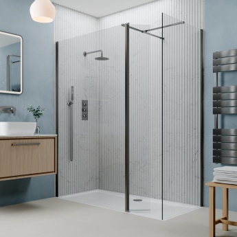 Valo Altitude Gunmetal 2000mm Walk-In Shower Enclosure with Return Panel | Product Image