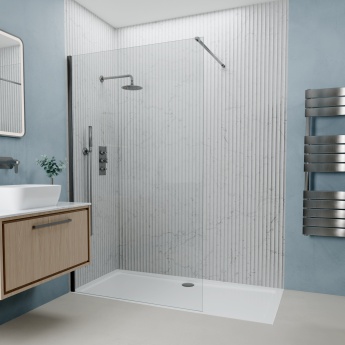 Valo Altitude Gunmetal 2000mm Wet Room Shower Screen | Product Image