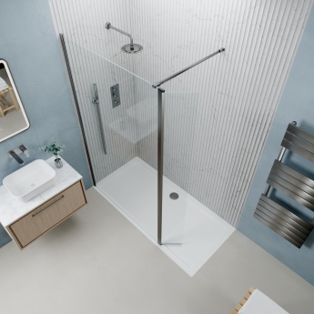 Valo Altitude Gunmetal 2000mm Wet Room Shower Screen with Return Panel | Product Image
