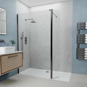 Valo Altitude Gunmetal 2000mm Wet Room Shower Screen with Return Panel | Product Image