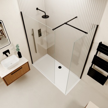Valo Altitude Matt Black 2000mm Walk-In Shower Enclosure | Product Image