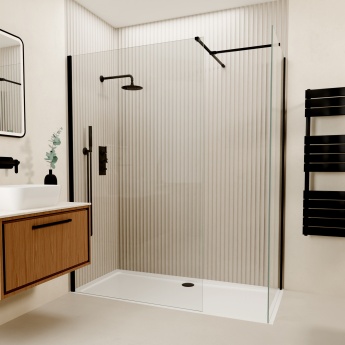 Valo Altitude Matt Black 2000mm Walk-In Shower Enclosure | Product Image