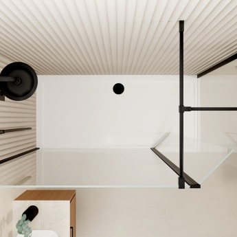 Valo Altitude Matt Black 2000mm Walk-In Shower Enclosure with Return Panel | Product Image