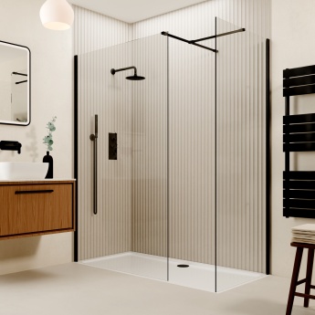 Valo Altitude Matt Black 2000mm Walk-In Shower Enclosure | Product Image